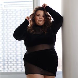 Sexy Mesh and Velvet Mini Dress